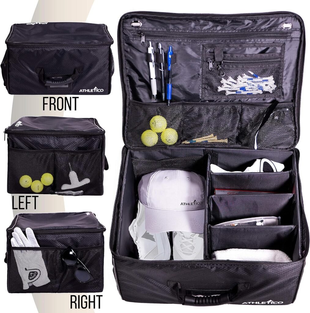 Athletico Golf Trunk Organizer Storage - Car Golf Locker to Store Golf Accessories | Collapsible When Not in Use Athletico Golf Trunk Organizer Storage - Car Golf Locker to Store Golf Accessories | Collapsible When Not in Use