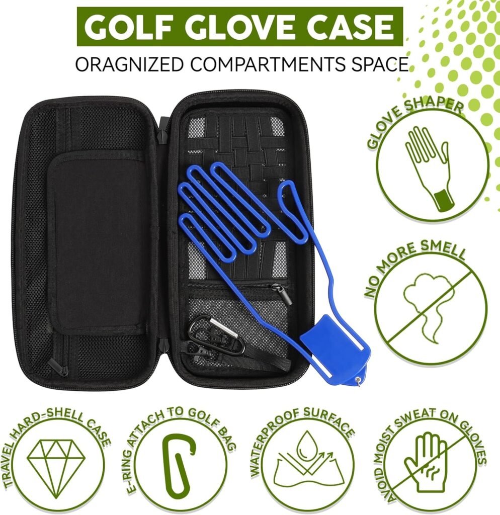 GLORIEROO Golf Gloves Holder Case with Gloves Holder for Golf Bag Accessories, Golf Storage Organizer for Tees, Divot Tool, Ball Markers, Golf Gifts for Men Father(Black) GLORIEROO Golf Gloves Holder Case with Gloves Holder for Golf Bag Accessories, Golf Storage Organizer for Tees, Divot Tool, Ball Markers, Golf Gifts for Men Father(Black)