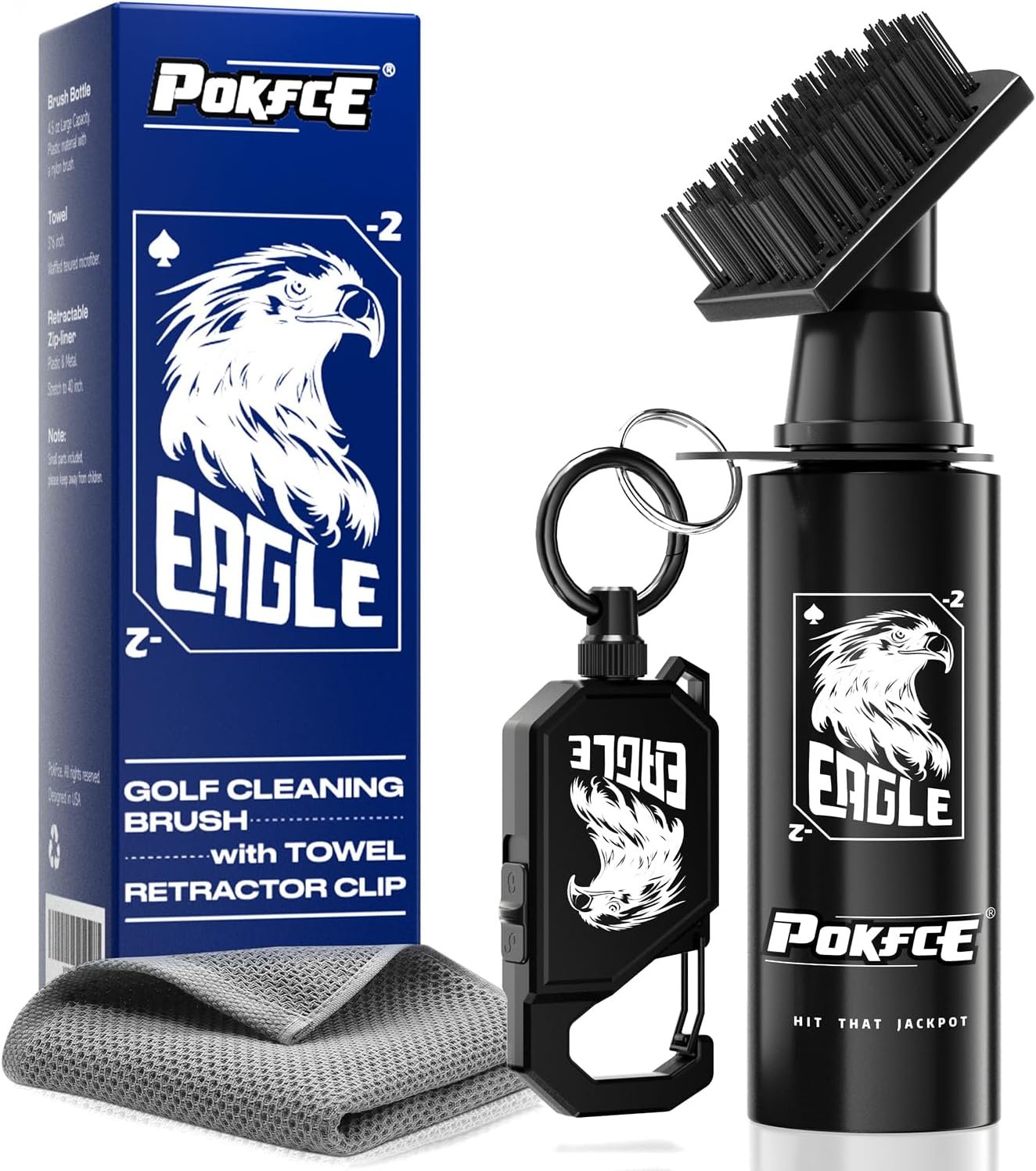 Pokfce Golf Club Cleaner, Golf Brush with Retractable Lock Clip and Microfiber Towel Golf Club  Ball Cleaner Golf Accessories for Men and Women, Holds 5 Oz of Water Pokfce Golf Club Cleaner, Golf Brush with Retractable Lock Clip and Microfiber Towel Golf Club  Ball Cleaner Golf Accessories for Men and Women, Holds 5 Oz of Water