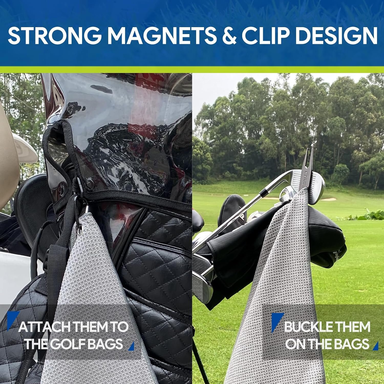 Pokfce Magnetic Golf Towel Set with Magnetic Golf Divot Tool  Golf Nylon Brush, Waffle Pattern Microfiber Golf Towel for Golf Carts and Bags, Golf Accessories for Men and Women, Easy Attach to Clubs Pokfce Magnetic Golf Towel Set with Magnetic Golf Divot Tool  Golf Nylon Brush, Waffle Pattern Microfiber Golf Towel for Golf Carts and Bags, Golf Accessories for Men and Women, Easy Attach to Clubs