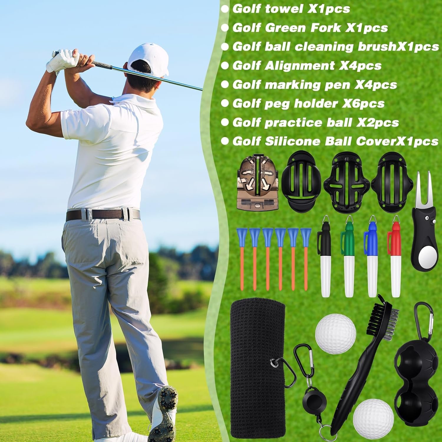 Shappy 20 Pcs Golf Club Cleaning Kit Golf Accessories Kit, Golf Towel with Clip, Golf Brush with Groove Cleaner, Ball Marker, Golf Tee Holder, Divot Repair Tool for Men Women Golf Gifts Shappy 20 Pcs Golf Club Cleaning Kit Golf Accessories Kit, Golf Towel with Clip, Golf Brush with Groove Cleaner, Ball Marker, Golf Tee Holder, Divot Repair Tool for Men Women Golf Gifts